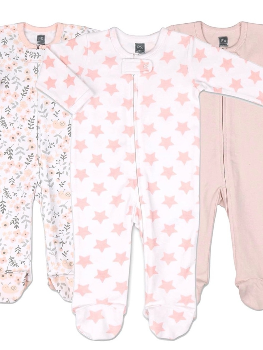 BUNDLE OF 5 - NEWBORN GIRL FOOTED PAJAMAS - Picture 8 of 8